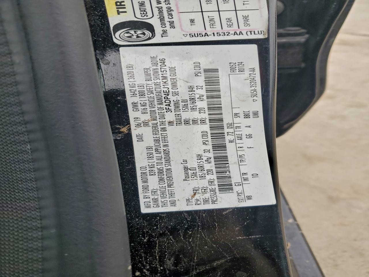 2019 Ford Fiesta Se VIN: 3FADP4EJ1KM157046 Lot: 94193605