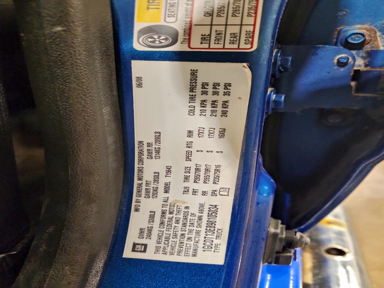 2009 Chevrolet Colorado VIN: 1GCDT13E898105034 Lot: 94282705