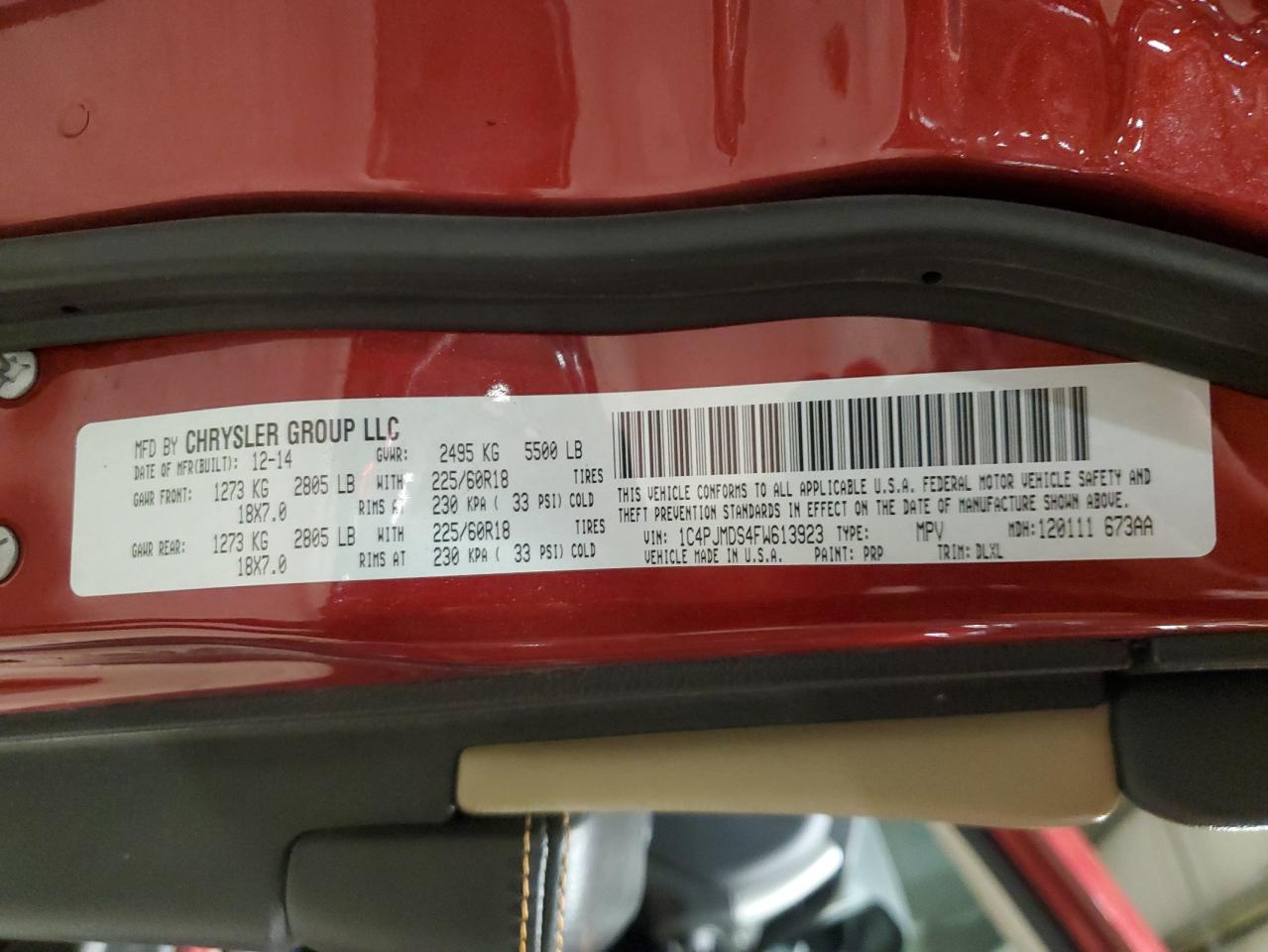 2015 Jeep Cherokee Limited VIN: 1C4PJMDS4FW613923 Lot: 91679075