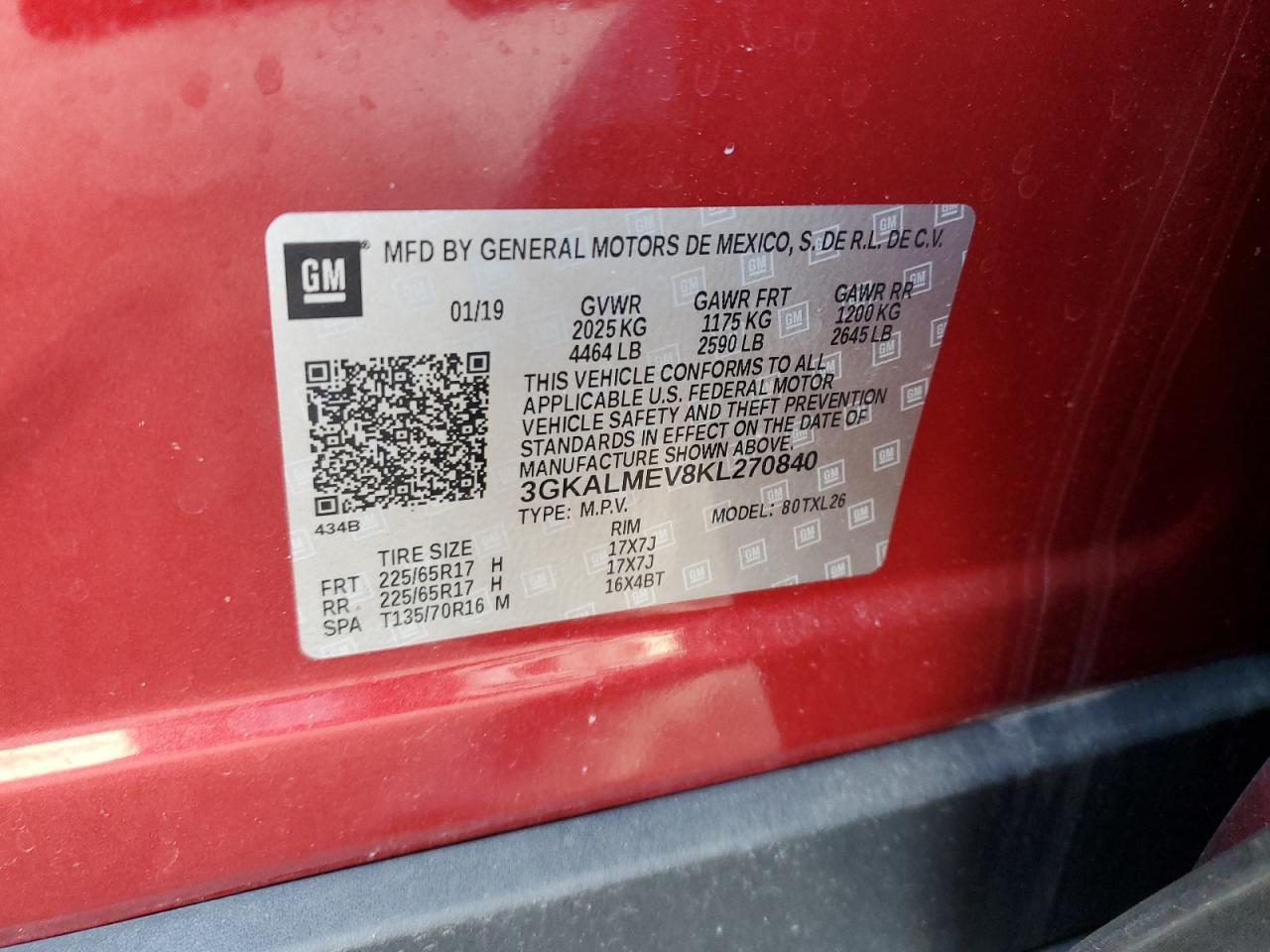 2019 GMC Terrain Sle VIN: 3GKALMEV8KL270840 Lot: 92586585