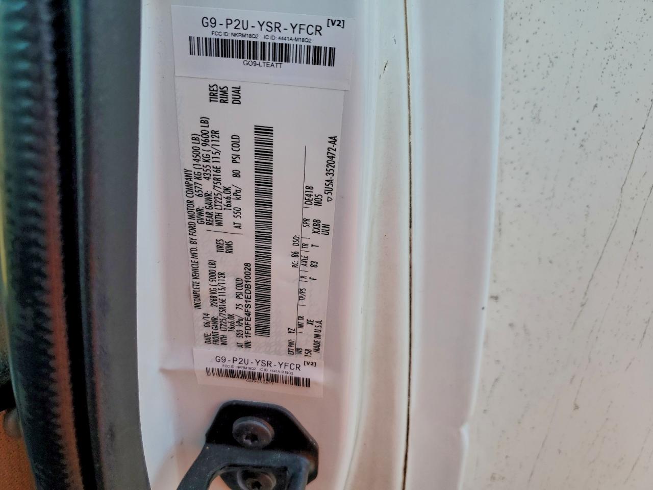 2014 Ford Econoline E450 Super Duty Cutaway Van VIN: 1FDFE4FS1EDB10028 Lot: 92702425