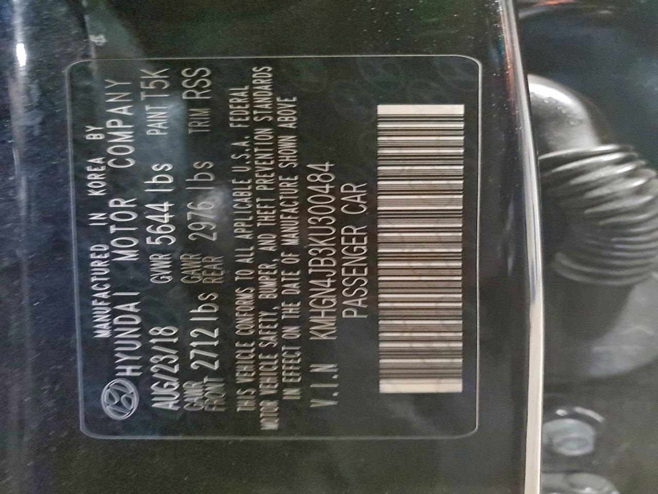 2019 Genesis G80 Base VIN: KMHGN4JB3KU300484 Lot: 93679725