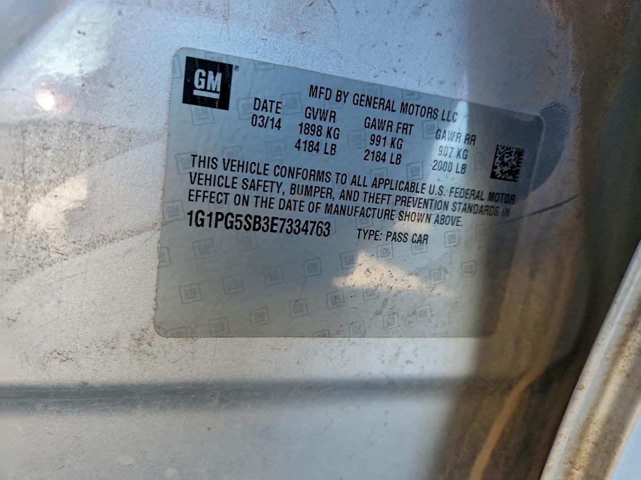 2014 Chevrolet Cruze Ltz VIN: 1G1PG5SB3E7334763 Lot: 93537545