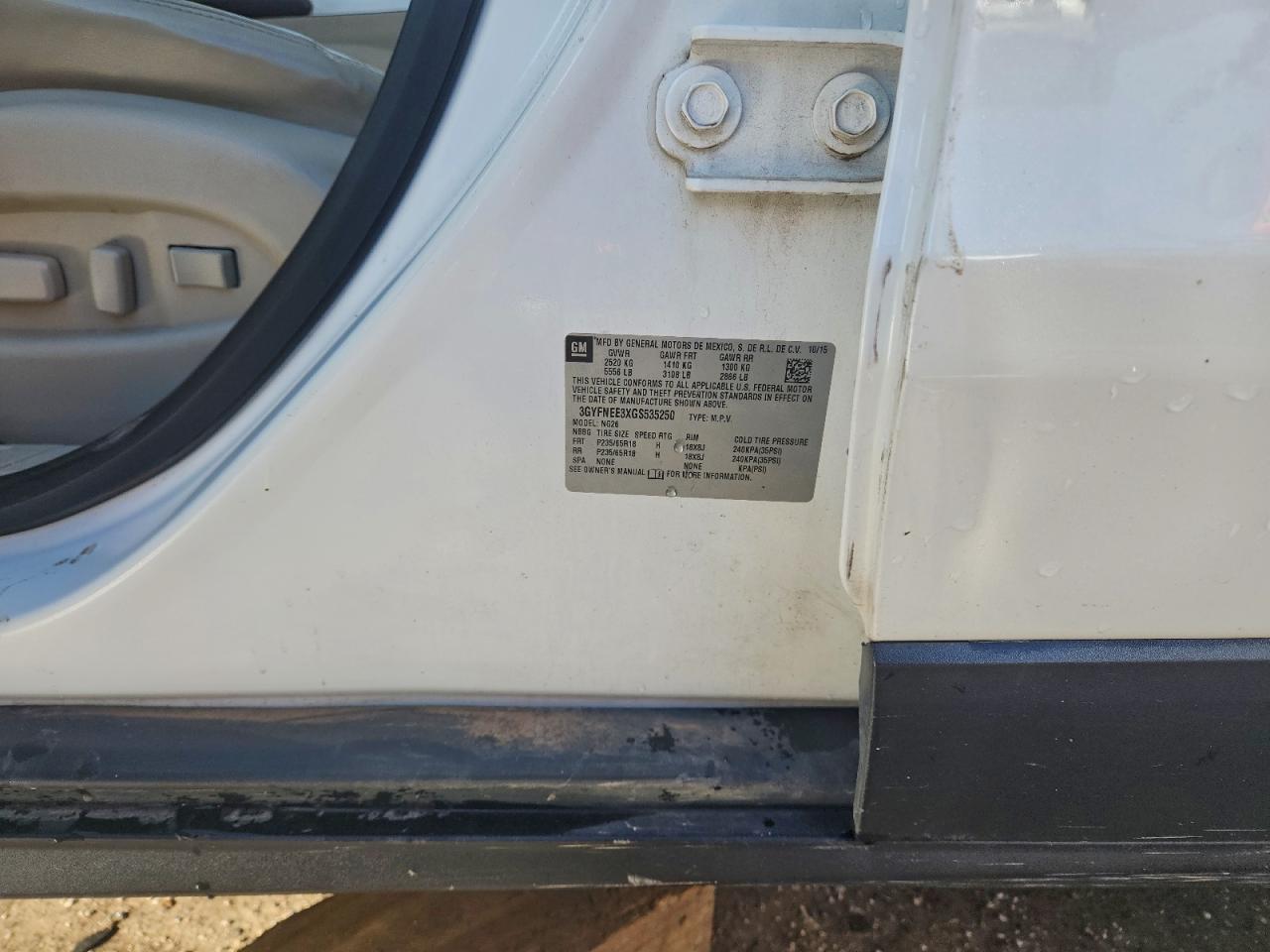 2016 Cadillac Srx Luxury Collection VIN: 3GYFNEE3XGS535250 Lot: 92492695