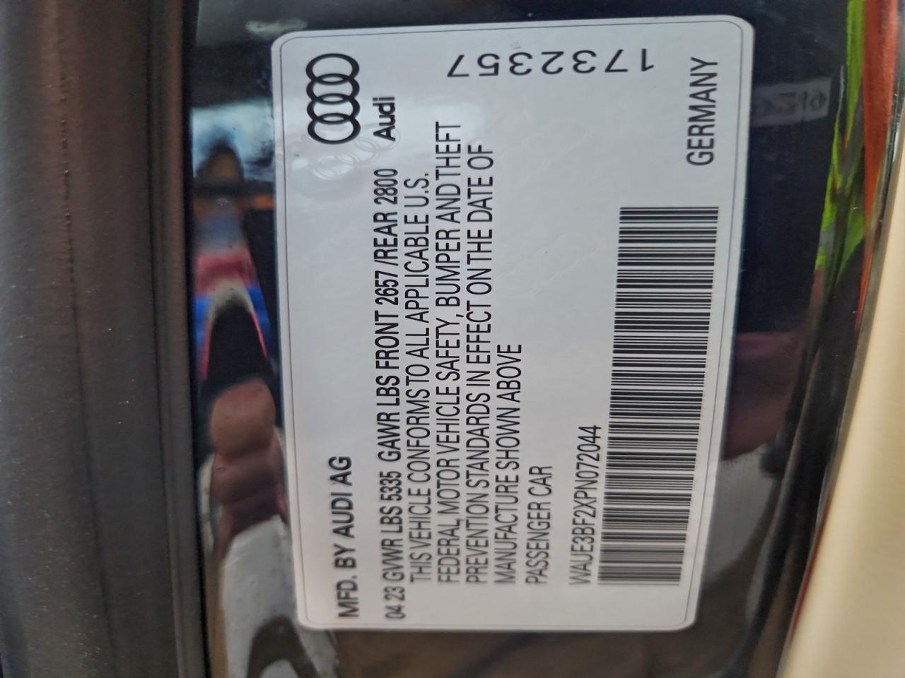 2023 Audi A6 Premium Plus VIN: WAUE3BF2XPN072044 Lot: 93849405