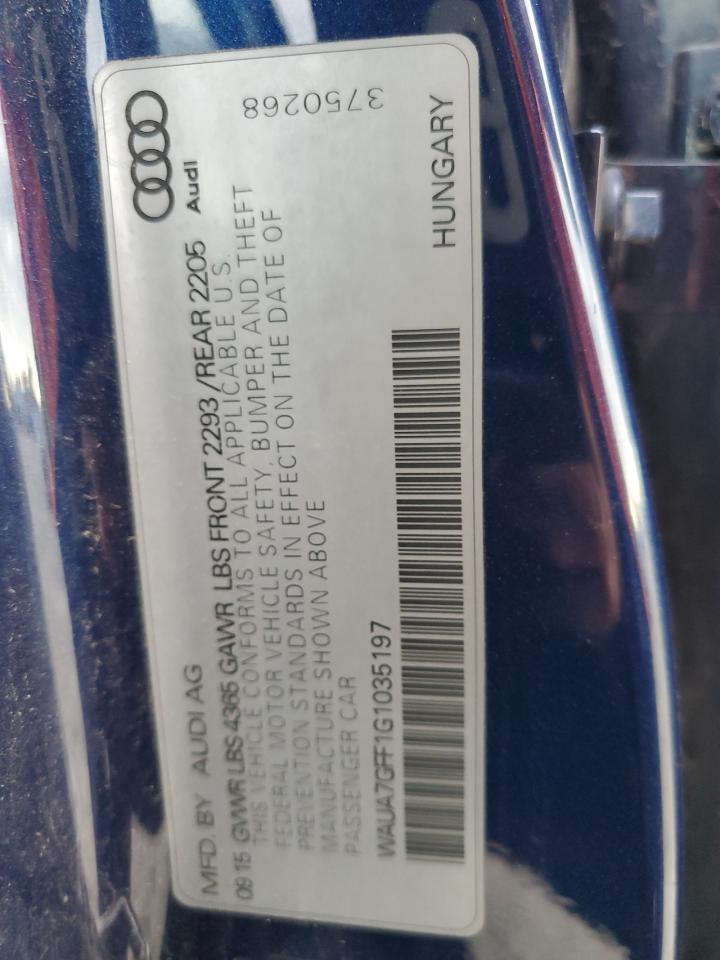 2016 Audi A3 Premium VIN: WAUA7GFF1G1035197 Lot: 91630065