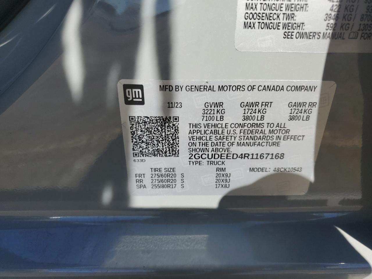 2024 Chevrolet Silverado K1500 Rst VIN: 2GCUDEED4R1167168 Lot: 90518925