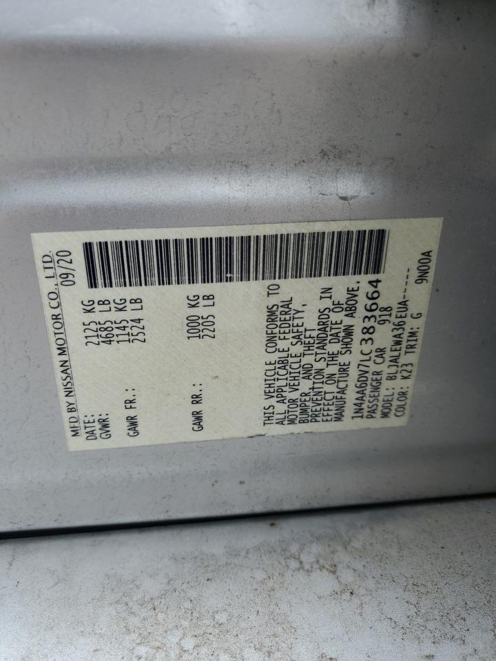 2020 Nissan Maxima Sl VIN: 1N4AA6DV7LC383664 Lot: 93123325