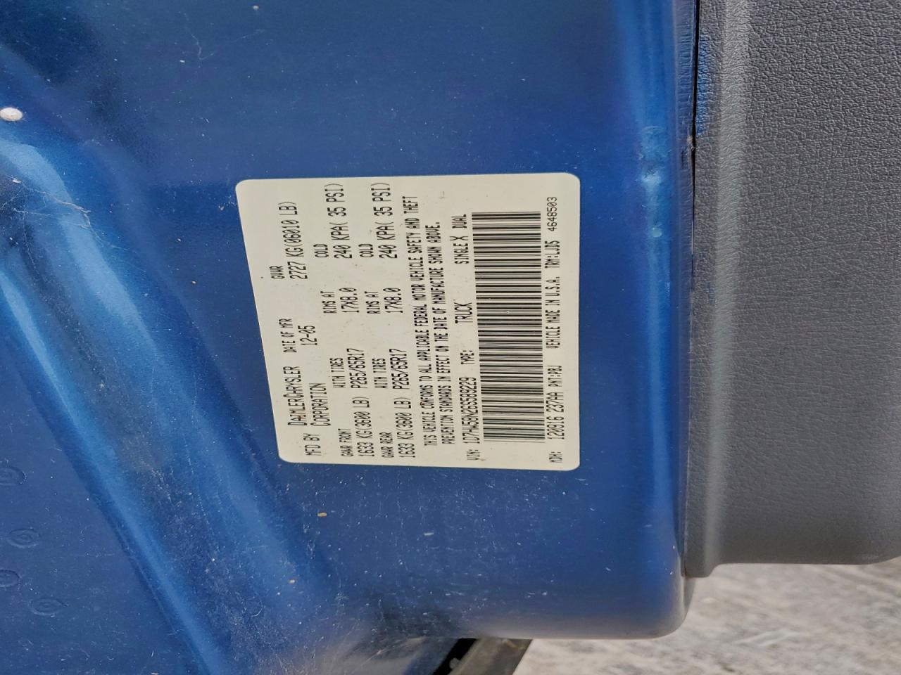 2006 Dodge Dakota Quad Laramie VIN: 1D7HW58N26S589229 Lot: 93041725