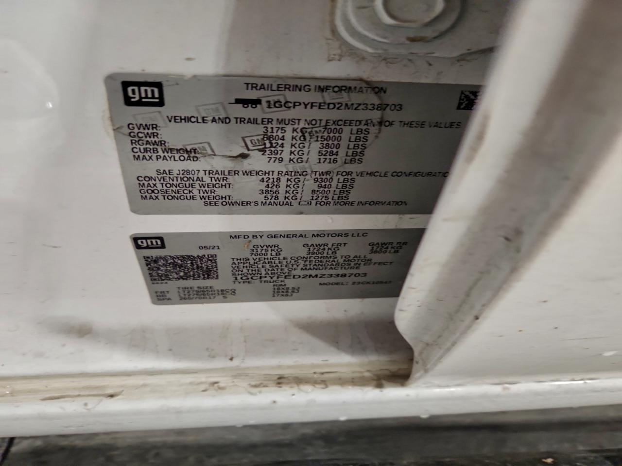 2021 Chevrolet Silverado K1500 Lt Trail Boss VIN: 1GCPYFED2MZ338703 Lot: 93834985