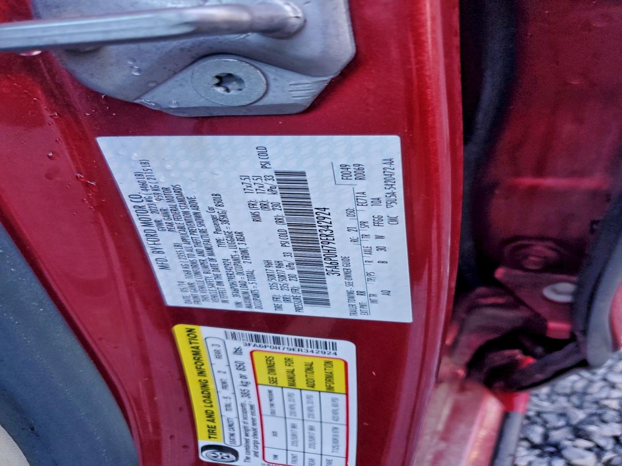 2014 Ford Fusion Se VIN: 3FA6P0H79ER342924 Lot: 92890775