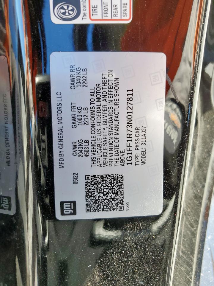 2022 Chevrolet Camaro Lt1 VIN: 1G1FF1R73N0127811 Lot: 91325655