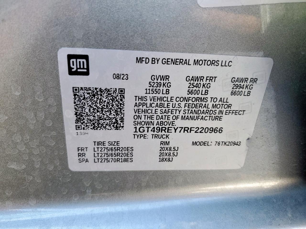 2024 GMC Sierra K2500 Denali VIN: 1GT49REY7RF220966 Lot: 92412815