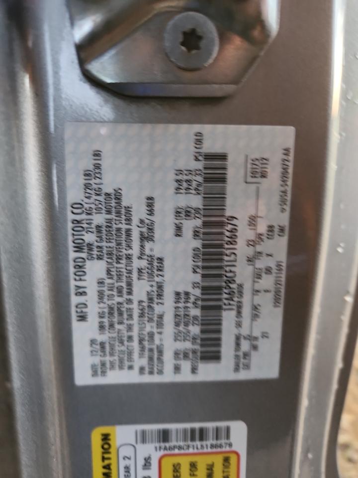 2020 Ford Mustang Gt VIN: 1FA6P8CF1L5186679 Lot: 92478505