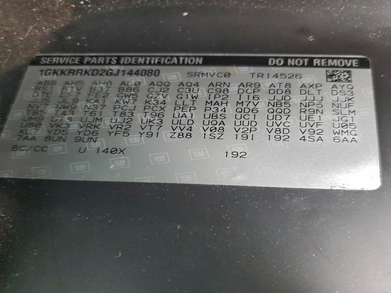 2016 GMC Acadia Slt-1 VIN: 1GKKRRKD2GJ144080 Lot: 94349885