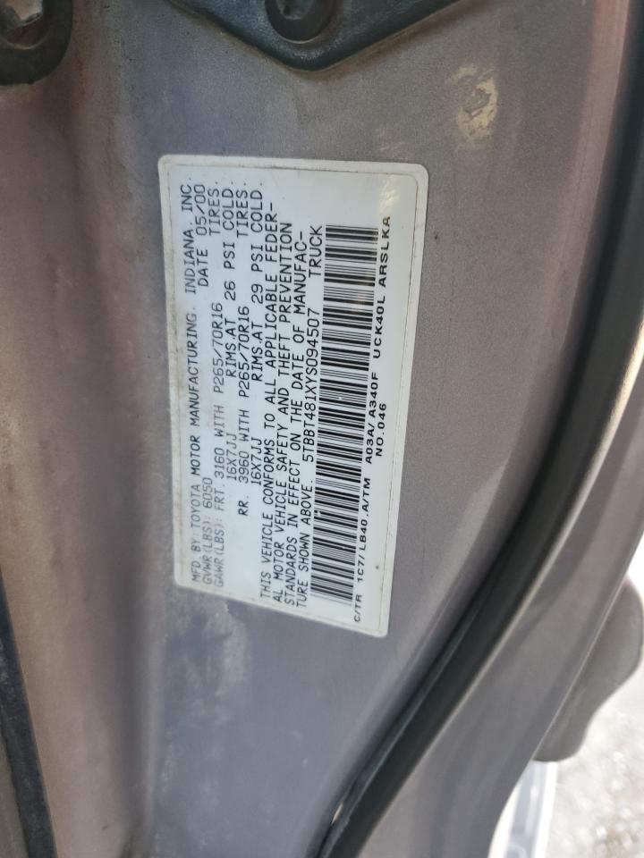 2000 Toyota Tundra Access Cab Limited VIN: 5TBBT481XYS094507 Lot: 93115735