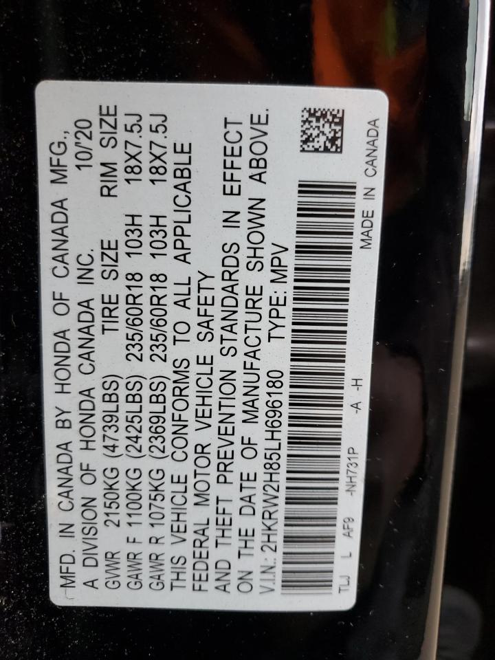 2020 Honda Cr-V Exl VIN: 2HKRW2H85LH696180 Lot: 92388755