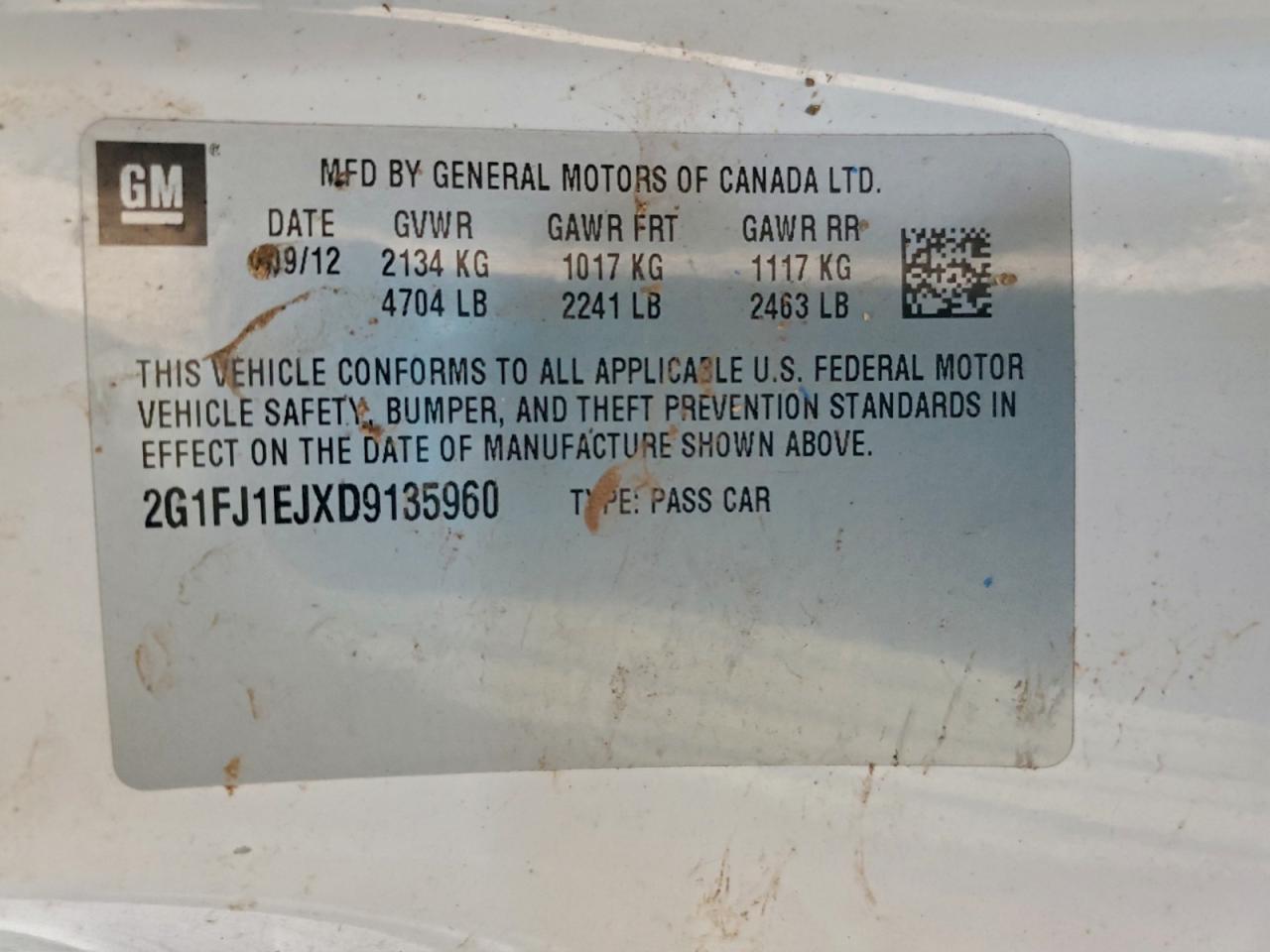 2013 Chevrolet Camaro Ss VIN: 2G1FJ1EJXD9135960 Lot: 94272685