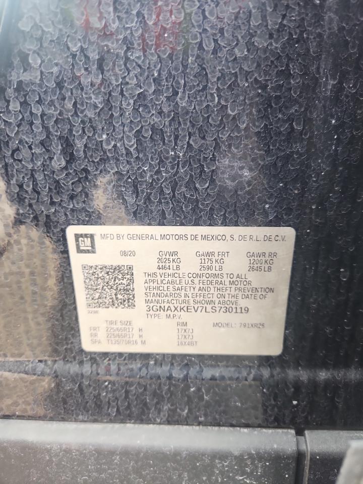 2020 Chevrolet Equinox Lt VIN: 3GNAXKEV7LS730119 Lot: 92834385