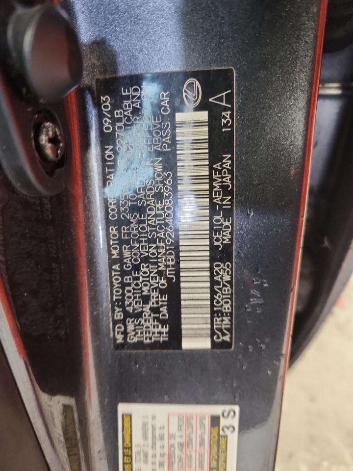 2004 Lexus Is 300 VIN: JTHBD192640083963 Lot: 92295065