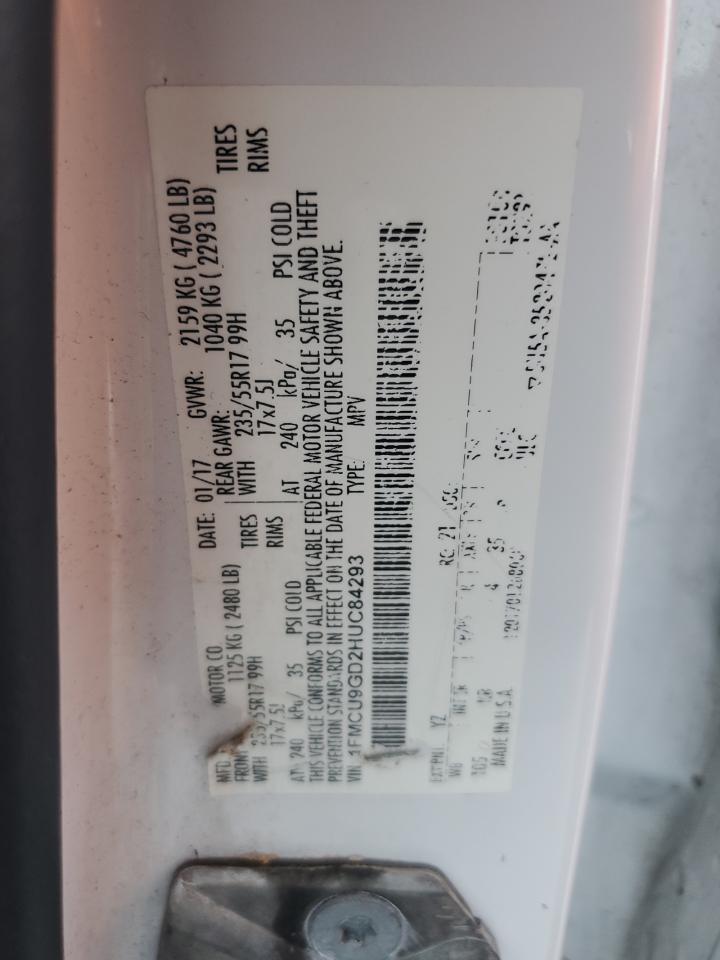 2017 Ford Escape Se VIN: 1FMCU9GD2HUC84293 Lot: 93472585