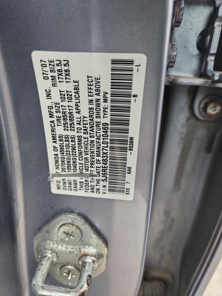 2007 Honda Cr-V Lx VIN: 5J6RE483X7L010469 Lot: 90986405