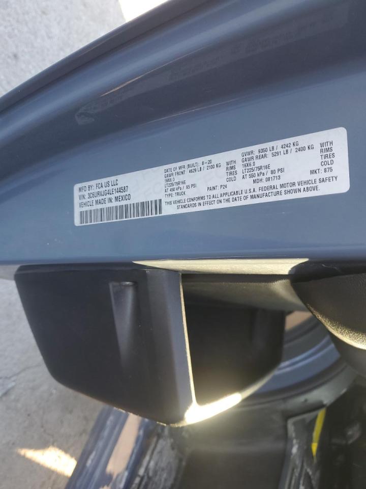 2020 Ram Promaster Delivery Van VIN: 3C6URVJG4LE144587 Lot: 90795395