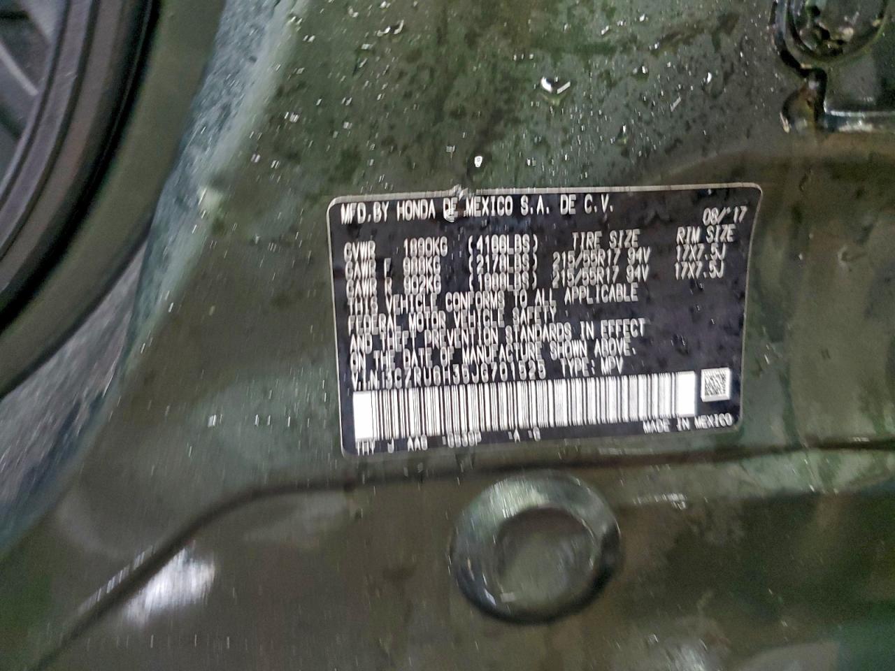 2018 Honda Hr-V Lx VIN: 3CZRU6H35JG701525 Lot: 94415015