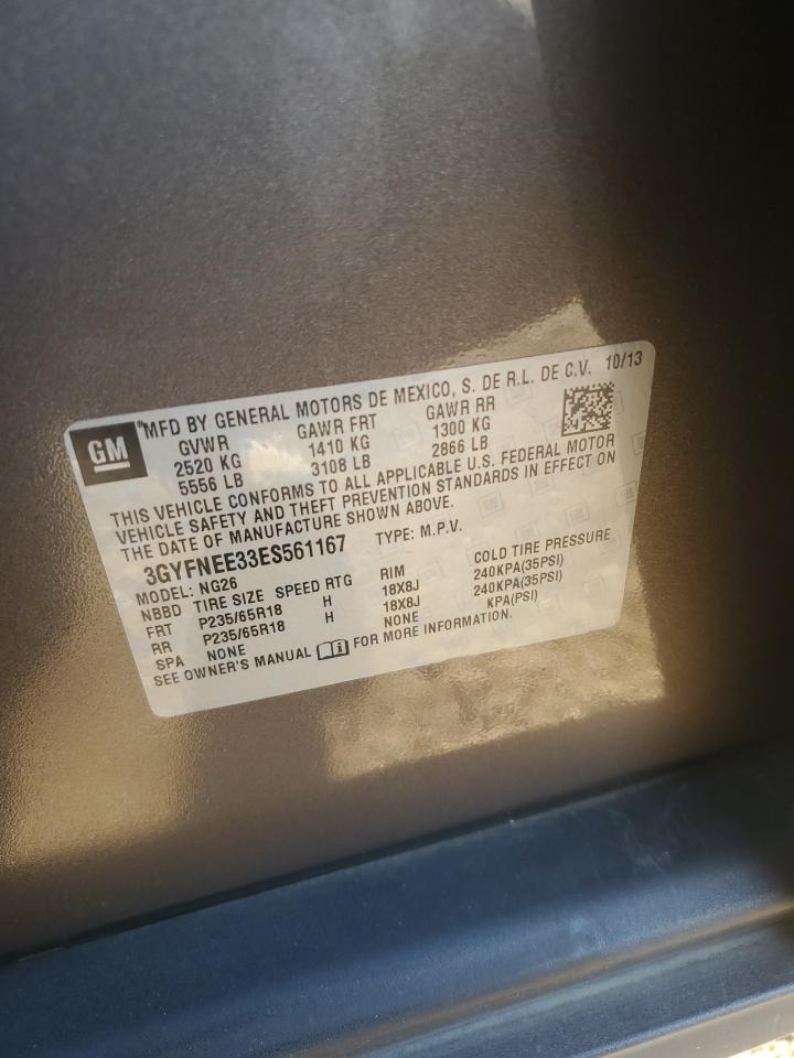 2014 Cadillac Srx Luxury Collection VIN: 3GYFNEE33ES561167 Lot: 92290945