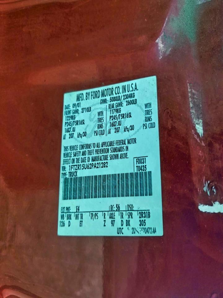 2002 Ford Ranger Super Cab VIN: 1FTZR15U62PA21282 Lot: 94592925