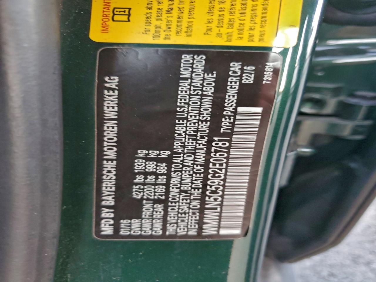 2016 Mini Cooper Clubman VIN: WMWLN5C59G2E06781 Lot: 94121865