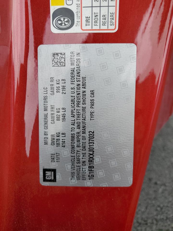 2018 Chevrolet Camaro Lt VIN: 1G1FB1RXXJ0137032 Lot: 92361355