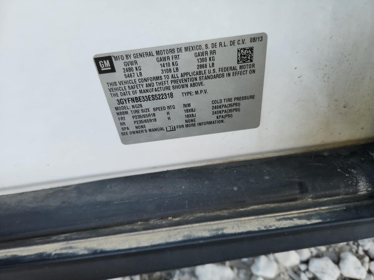 2014 Cadillac Srx Luxury Collection VIN: 3GYFNBE33ES522318 Lot: 91164275