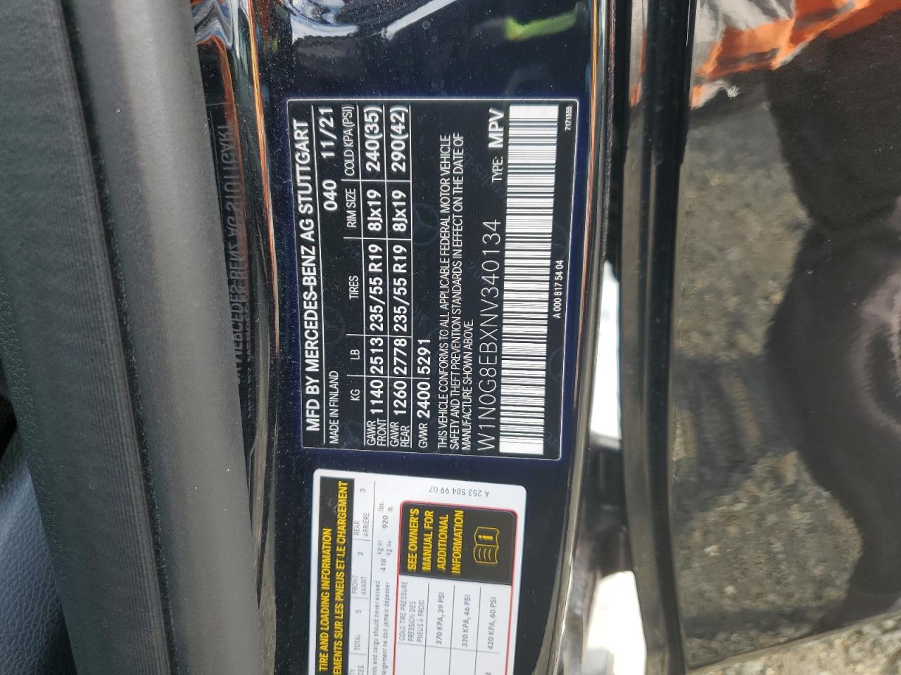 2022 Mercedes-Benz Glc 300 4Matic VIN: W1N0G8EBXNV340134 Lot: 92936825