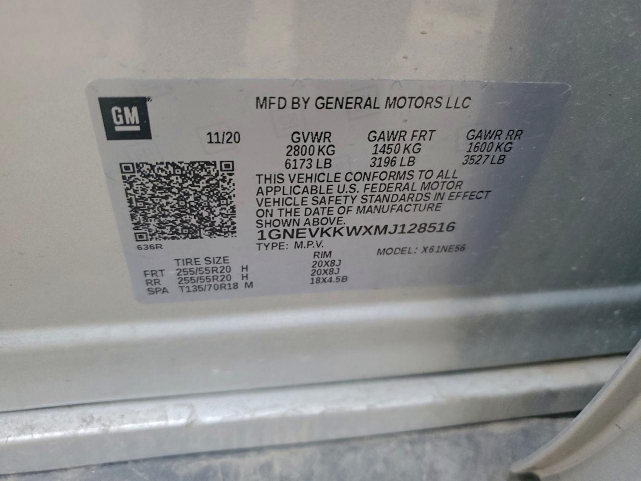 2021 Chevrolet Traverse Premier VIN: 1GNEVKKWXMJ128516 Lot: 94151685