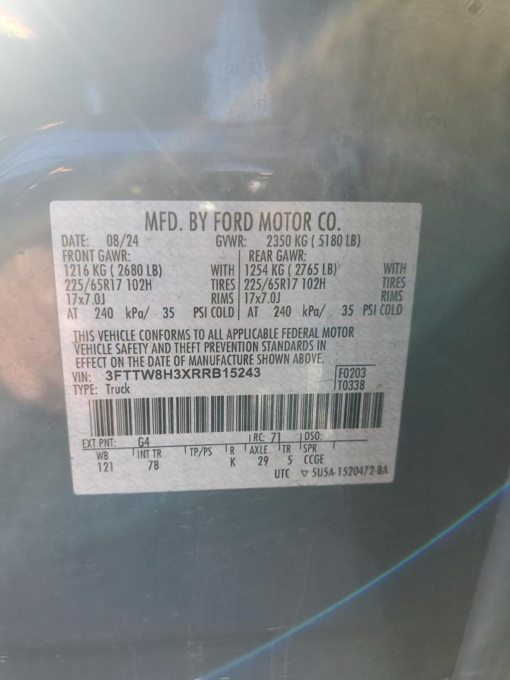 2024 Ford Maverick Xlt VIN: 3FTTW8H3XRRB15243 Lot: 90413625