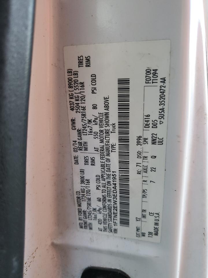 2014 Ford E250 Utility / Service Van VIN: 1FTNE2EW3EDA41951 Lot: 93405125