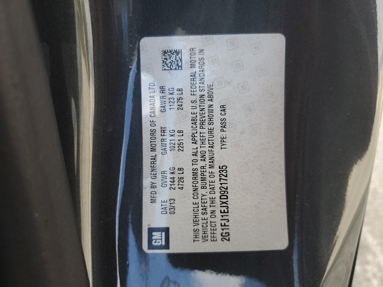 2013 Chevrolet Camaro Ss VIN: 2G1FJ1EJXD9217235 Lot: 93778705