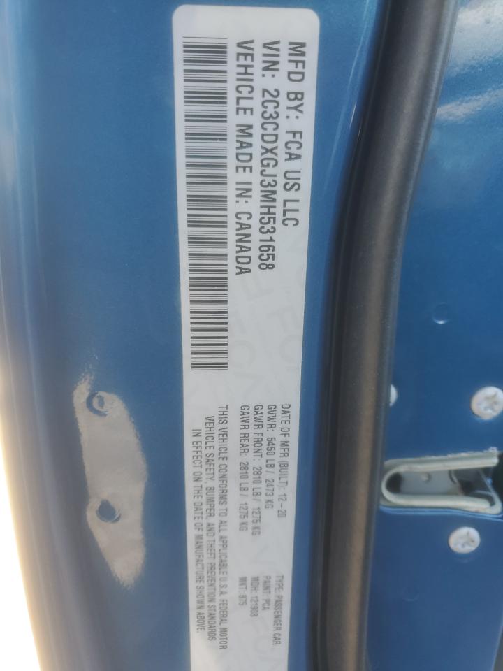 2021 Dodge Charger Scat Pack VIN: 2C3CDXGJ3MH531658 Lot: 91279815