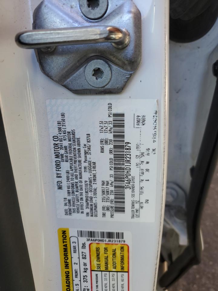 2018 Ford Fusion Se VIN: 3FA6P0HD1JR231879 Lot: 93843905