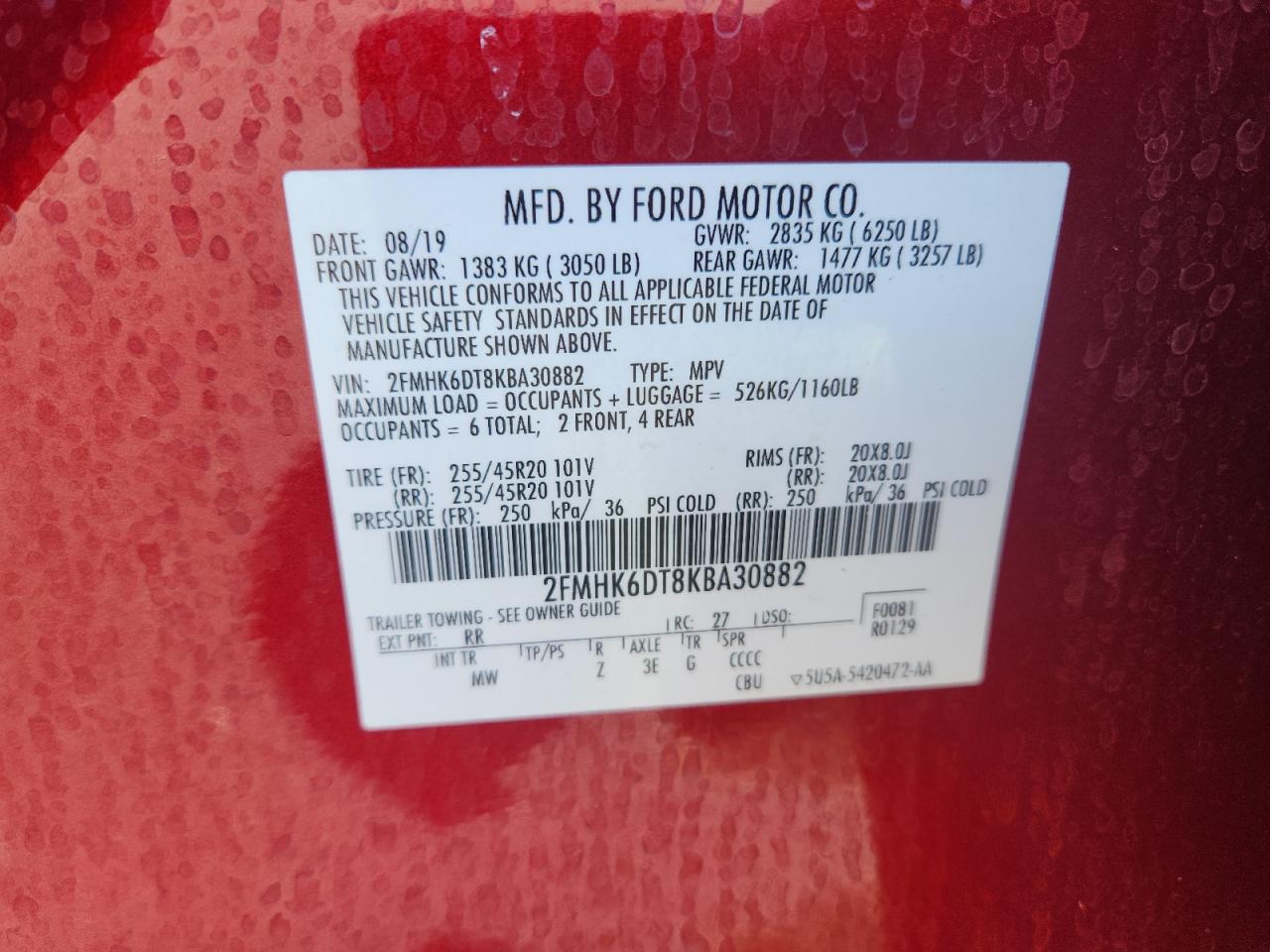 2019 Ford Flex Limited VIN: 2FMHK6DT8KBA30882 Lot: 92956485