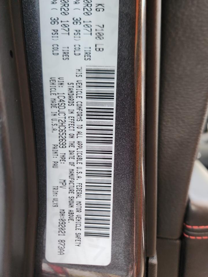 2017 Dodge Durango R/T VIN: 1C4SDJCT2HC652699 Lot: 93670635