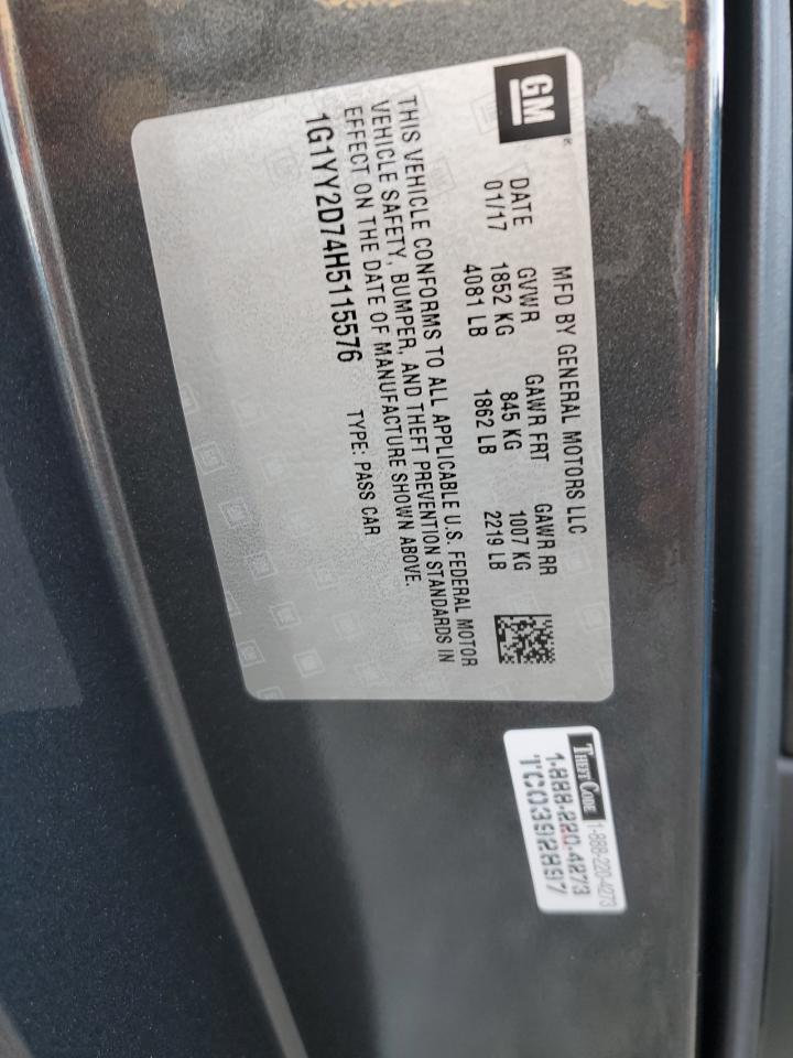 2017 Chevrolet Corvette Grand Sport 2Lt VIN: 1G1YY2D74H5115576 Lot: 91449875