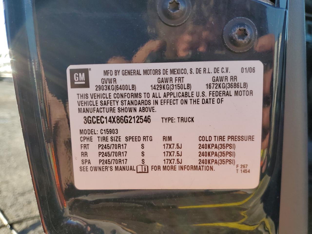 2006 Chevrolet Silverado C1500 VIN: 3GCEC14X86G212546 Lot: 92418955