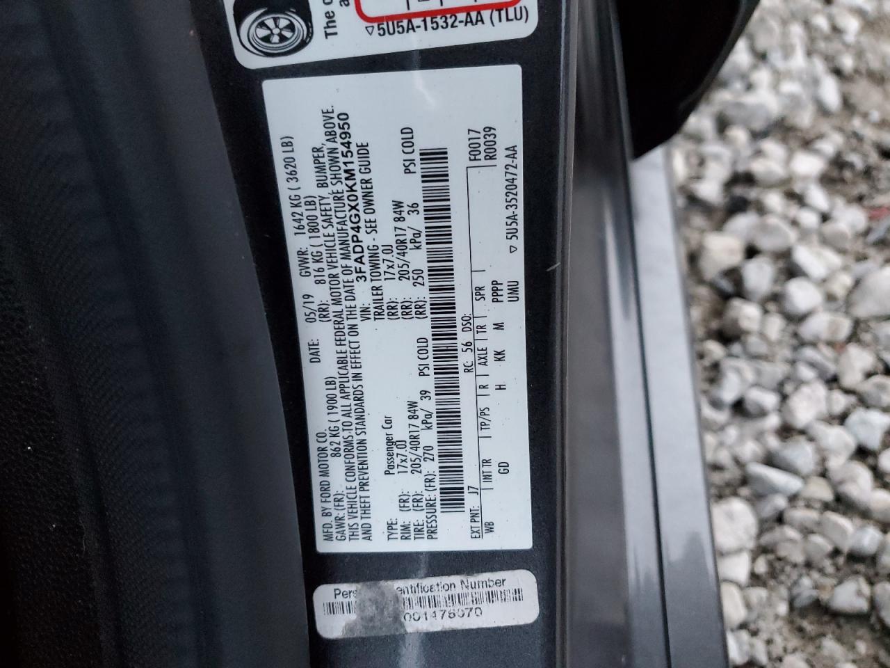 2019 Ford Fiesta St VIN: 3FADP4GX0KM154950 Lot: 90911165