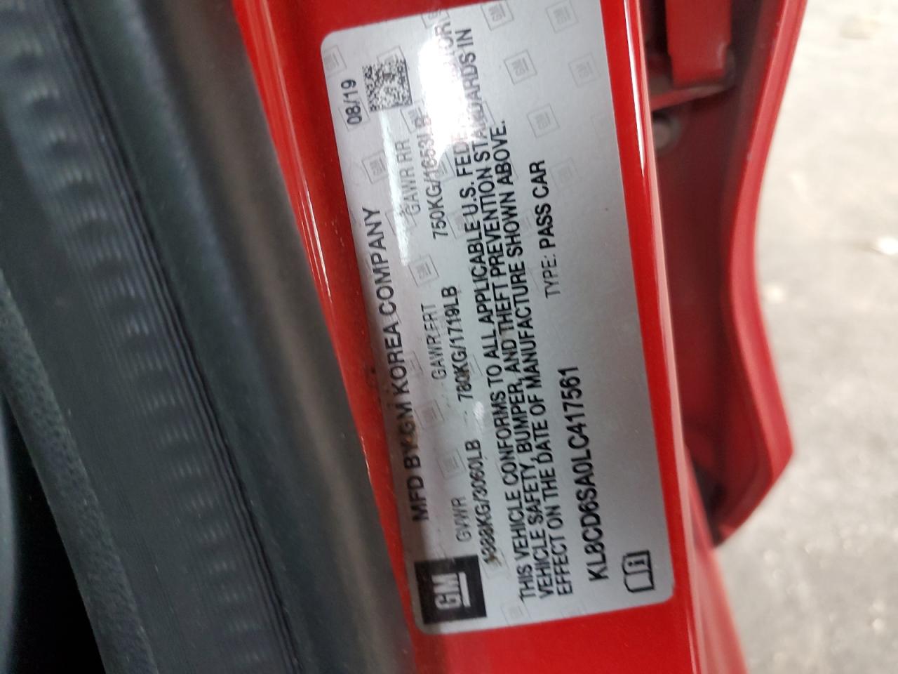 2020 Chevrolet Spark 1Lt VIN: KL8CD6SA0LC417561 Lot: 91327155