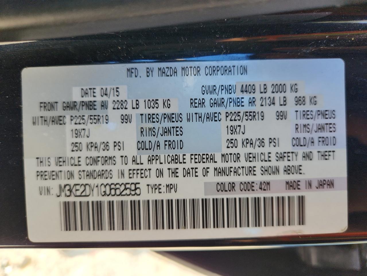 2016 Mazda Cx-5 Gt VIN: JM3KE2DY1G0662595 Lot: 91919275