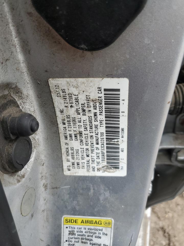 2012 Acura Tl VIN: 19UUA8F53CA026799 Lot: 93911015