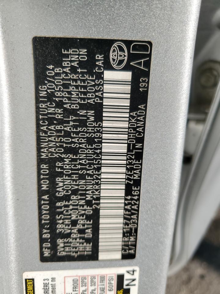 2005 Toyota Corolla Matrix Xr VIN: 2T1KR32E15C401935 Lot: 91372205