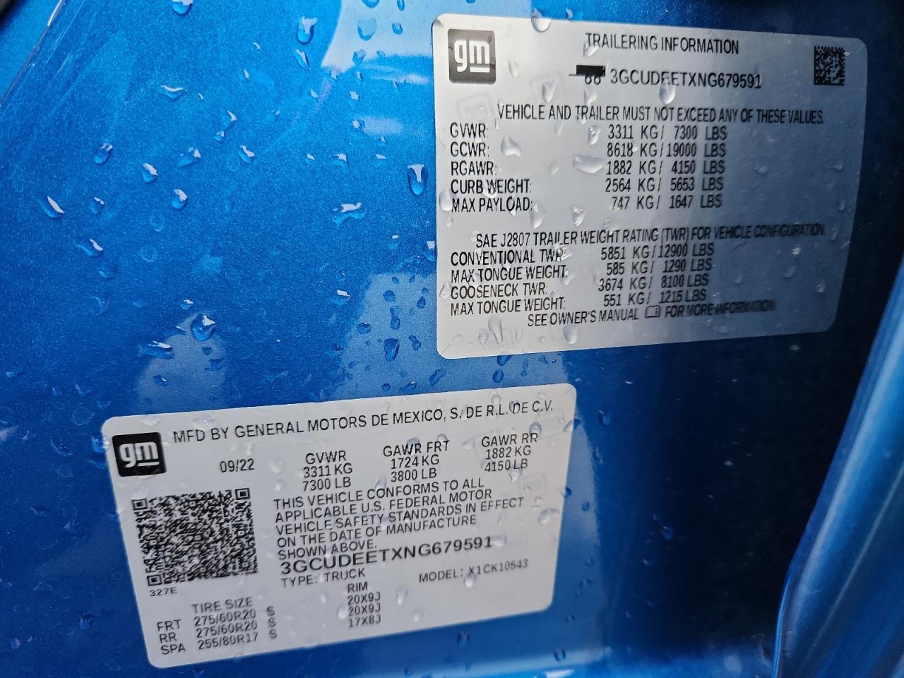 2022 Chevrolet Silverado K1500 Rst VIN: 3GCUDEETXNG679591 Lot: 93775765